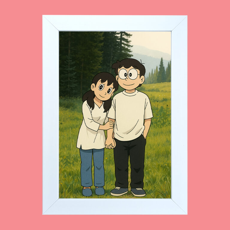 Customized White Nobita & Shizuka Style Frame